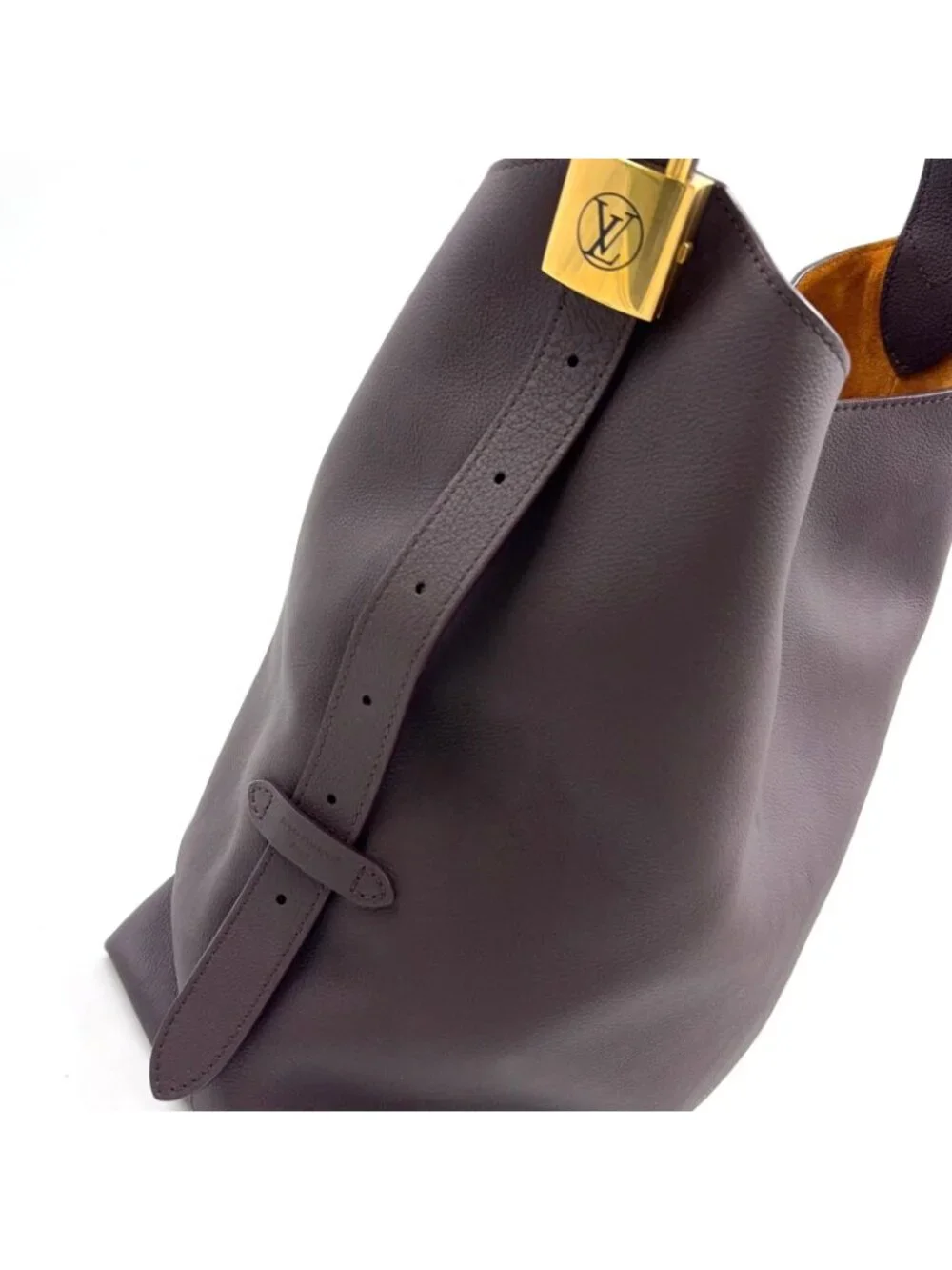 Louis Vuitton Lowkey Hobo MM Gray Leather Dark Brown Gold